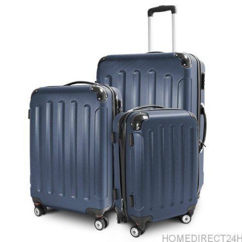 E-hurtownia Zestaw walizek podróżnych ABS STRIPES Ciemny niebieski E-hurtownia Zestaw walizek podróżnych ABS STRIPES Ciemny niebieski