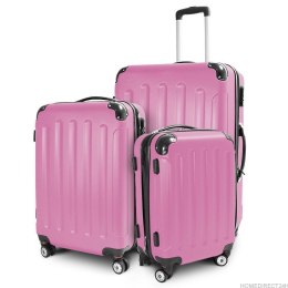 E-hurtownia Zestaw walizek podróżnych ABS STRIPES Jasny różowy
