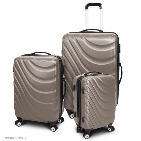E-hurtownia Zestaw walizek podróżnych ABS WAVE M,L,XL Beżowy E-hurtownia Zestaw walizek podróżnych ABS WAVE M,L,XL Beżowy