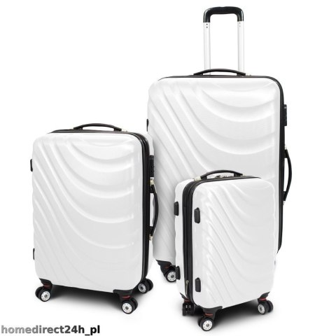 E-hurtownia Zestaw walizek podróżnych ABS WAVE M L XL Biały E-hurtownia Zestaw walizek podróżnych ABS WAVE M L XL Biały