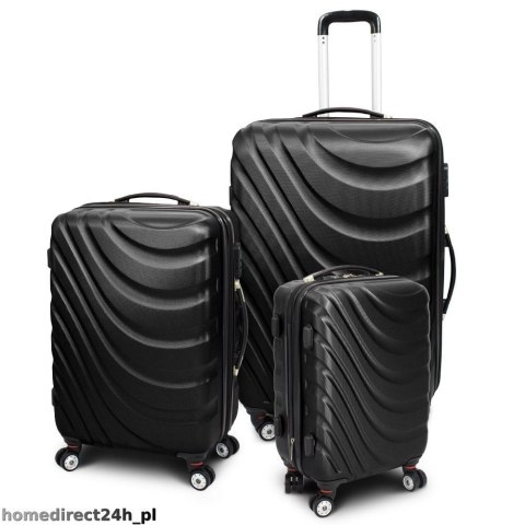 E-hurtownia Zestaw walizek podróżnych ABS WAVE M L XL Czarny