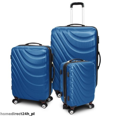 E-hurtownia Zestaw walizek podróżnych M L XL ABS WAVE Błękitny